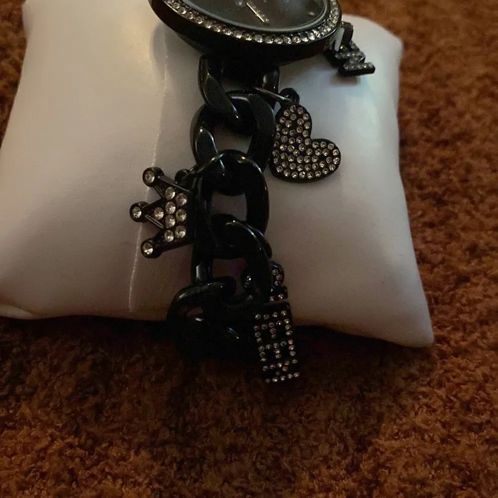 Black Rhinestone Watch with charms‎